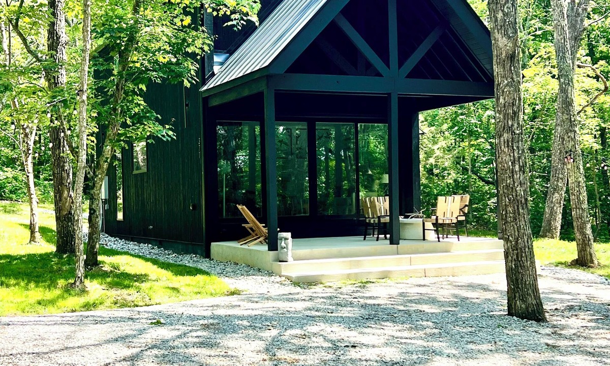 Altamont Ski Chalet | Black Sparrow is a new, perfect, 2-bedroom, 2-bath wooded chalet on private lake