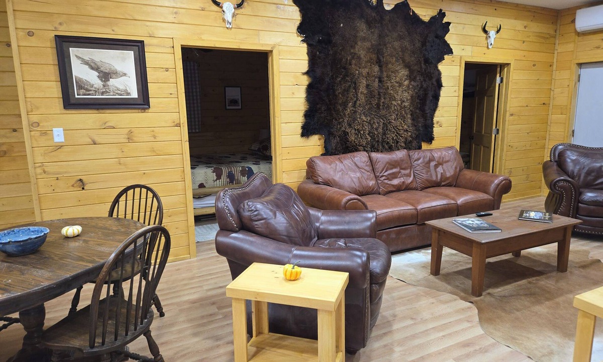 Irons Cabin | Peaceful 2-bedroom cabin with AC in charming Irons, hot tub, sauna, covered deck