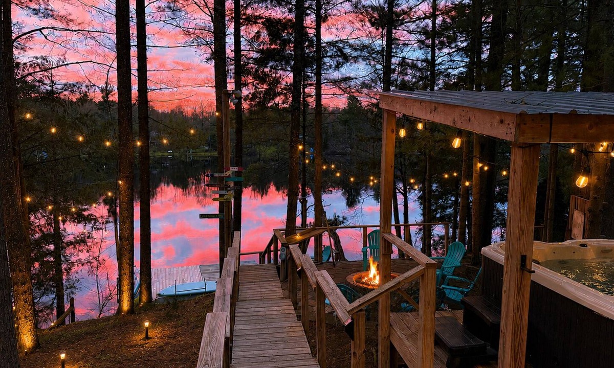 South Boardman House | Peaceful Lakefront Retreat w/Hot Tub, Fire Pit, Game Room, Screened Deck