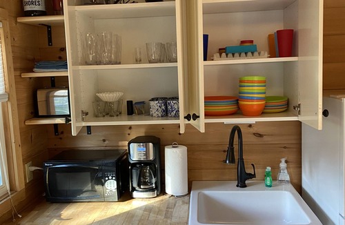 Beulah Cabin | 2 BR Crystal Lake cabin. Private beach, easy Ice Fishing Near Crystal Mtn