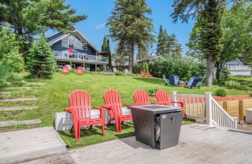 Gaylord Ski Chalet | 7K Sqft Lakefront Escape, Sandy Beach, Barrel Sauna, Game Room, Fire Pit