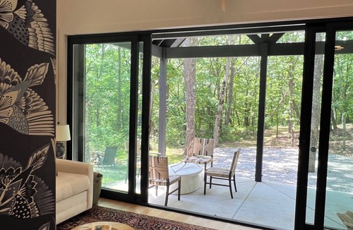 Altamont Ski Chalet | Black Sparrow is a new, perfect, 2-bedroom, 2-bath wooded chalet on private lake