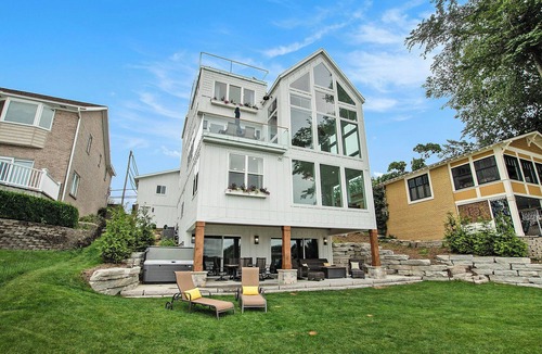 Fennville House | Custom Luxury on Hutchins Lake near Saugatuck, elevator, hot tub, sleeps +17