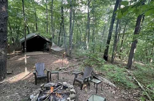 Trenton RV Rental | Enchanting Glamping Tent with Hammock & Fire Pit Escape in Rising Fawn, Georgia
