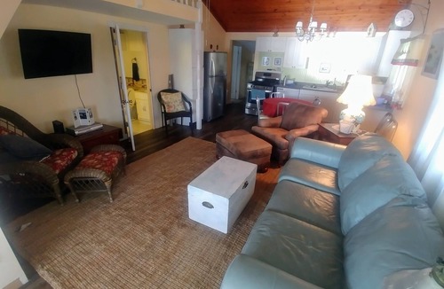 Shipshewana House | Enjoy the view from relaxing deck overlooking the lake. Water fun and sun.
