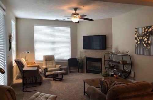 Ludington Condo | It's a Pool View Paradise!