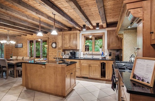 Plainwell Cabin | Log Lodge with Hot Tub, Arcade & Movie Theater