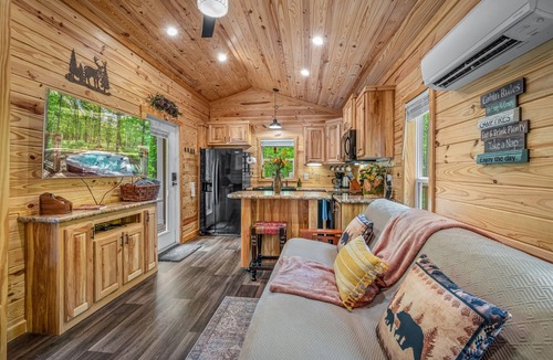 Mentone Cabin | Mentone Tranquility Base with Hot Tub & Outdoor Fireplace | 3+ Acres | Fast WiFi