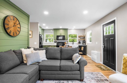 Frederic House | Modern 4BR Near Grayling | Sleeps 14 | 2 Fire Pits, Crew Room & Lake Down the Road
