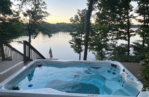 Berrien Springs House | Private Lakefront Escape, Launch boat from dock, swim island, hot tub, game room