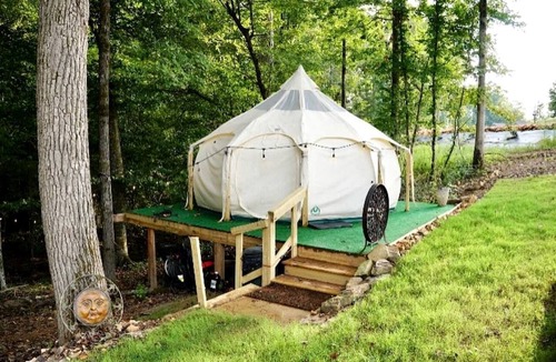 Rogersville RV Rental | Secluded Bell Tent with Outdoor Shower and Deck in Alabama