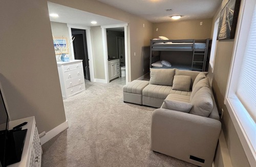 Manistee House | Sleeps 24+! Large home steps from Lake Michigan with views of the Lighthouse
