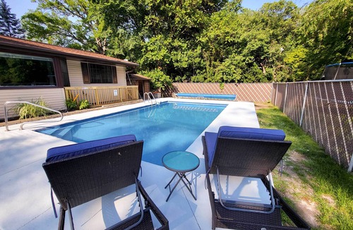 Michigan City Cottage | Spacious Getaway w/Heated Private Pool!