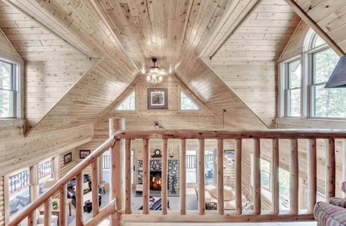 Long Lake House | Unique log cedar family vacation home with 185 feet of secluded lake frontage