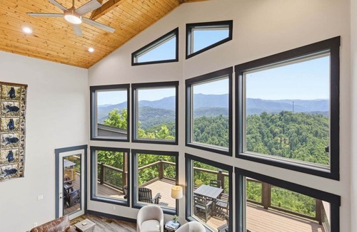 Chalet Village North Cabin | Viewtopia - Luxury Smoky Mountain Cabin in Gatlinburg | Views, Hot Tub, Firepit & Game Loft