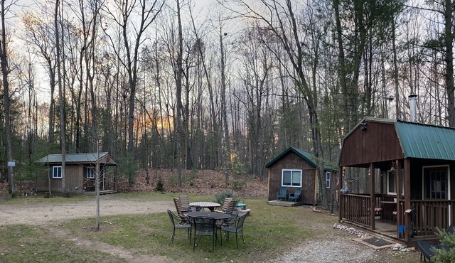 3 rustic cabins on 2.5 acres, your own little camp at the end of a private drive in West Branch