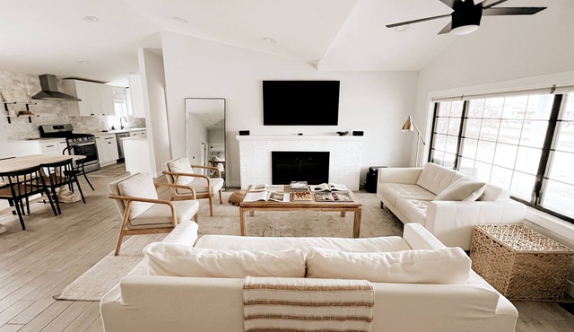Aesthetic ranch style home with modern furnishings