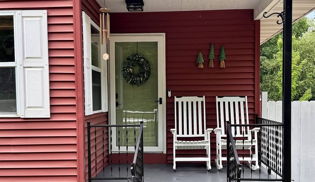 Charming Red House Private Yard Fire Pit