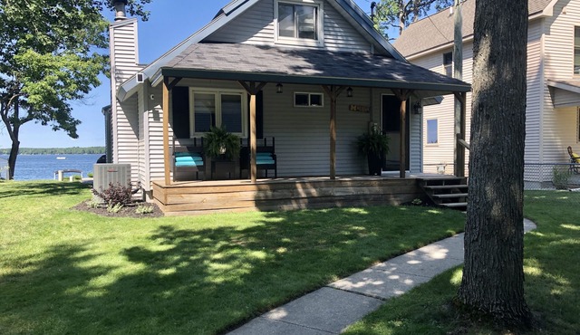 Great lakefront property on Manistee Lake with recently remodeled patio area.