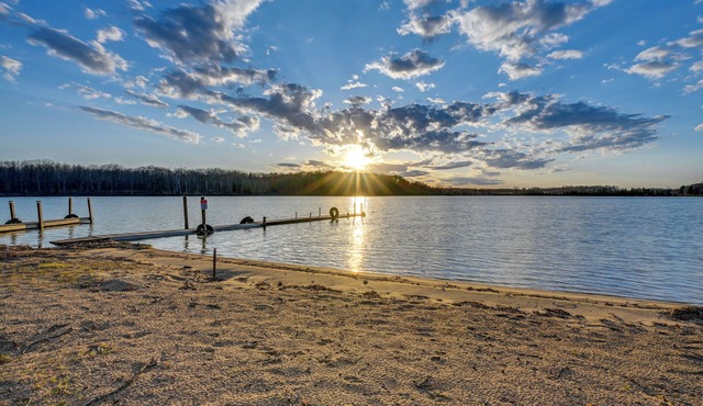 Lake Home w/Dock + Fire Pit: Steps to Sandy Beach