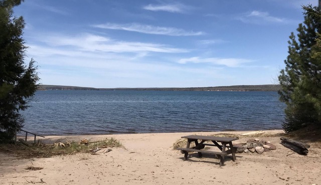 Lake Superior Beachfront Cabin Private Sandy Beach & Grand Island Views in Munising