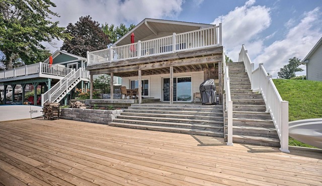 Lakeside home with large deck for enjoyment