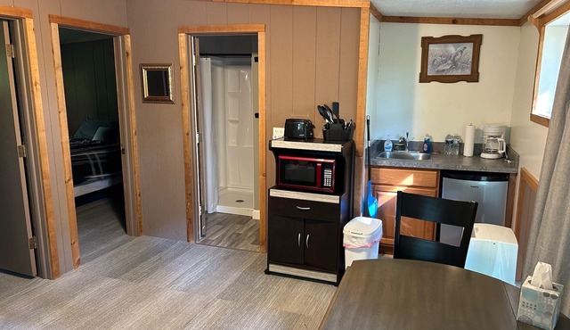 Rustic cabins in secluded campground with lake access and woods to wander in.