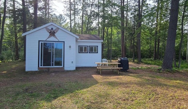 Serene cottage on private lake! Enjoy a private dock, fire pit, canoe, & more! in Frederic