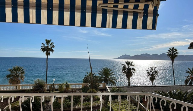 Superb 3 rooms, seafront, beach, superb sea view, near downtown in Cannes