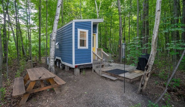 ❤️Tiny house THOW in woods -odorless compost toilet NEW-hot tub