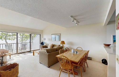 Maple City Condo | Condo in Glen Arbor with Lake Michigan sunset views, fireplace, deck, washer & dryer